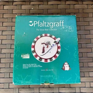 Pfaltzgraff‎ Snow Bear Cheese Plate Tray with Sculpted Knife Slicer